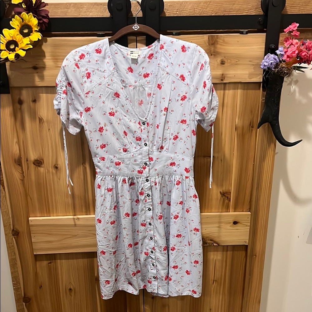 Billabong Light Blue and Red Floral Midi Dress